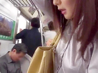 Asian demon slut fucks stranger on Tokyo train dungeon XXX tour, Nippon nipple pounding.